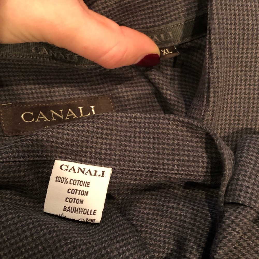 Dark Grey Patterned Button Down Men’s Work Shirt - image 5